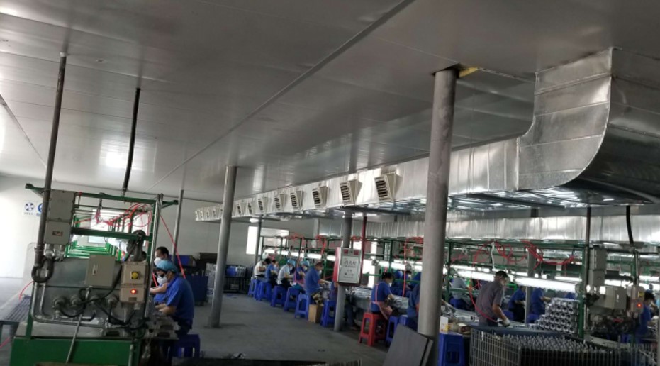 揭陽某模具工廠車間安裝水冷空調(diào)崗位降溫